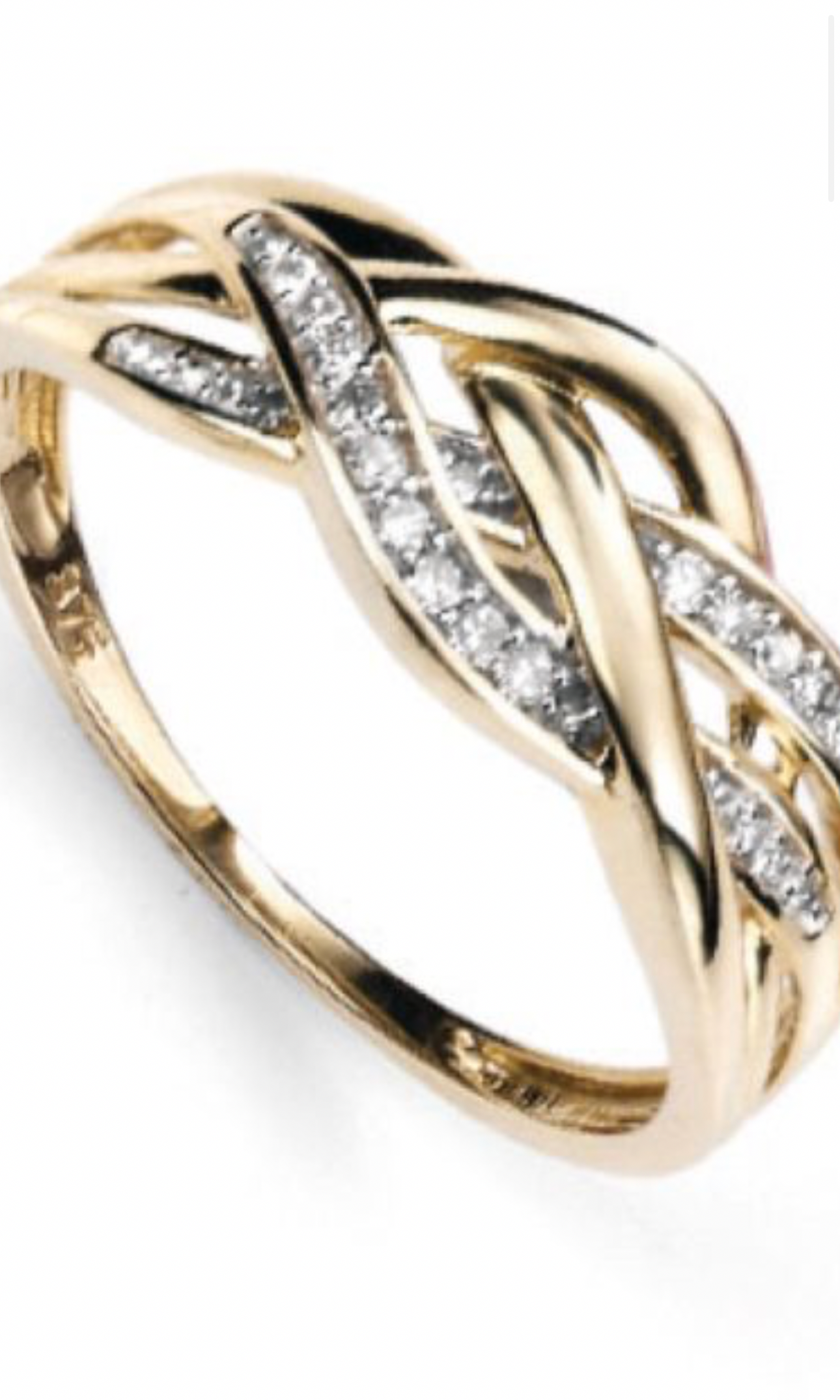 9ct Solid Gold Plaited-Style Diamond Ring – 0.10ct Pavé Design (PRE-ORDER)