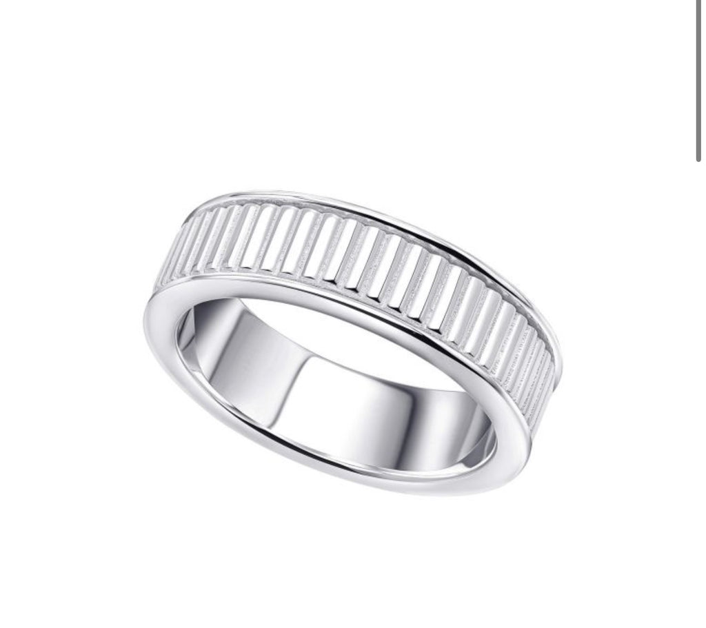 925 Silver Ridged Spinner Ring • Stress Relief Band. PRE ORDER