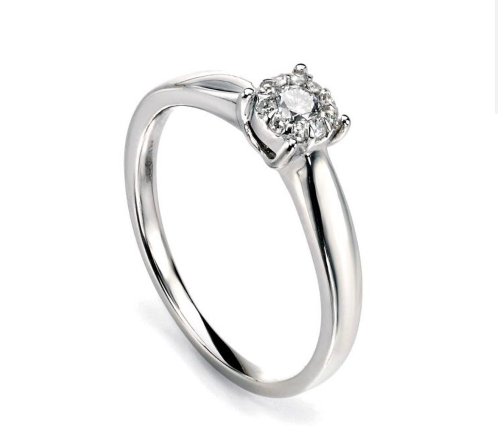 9ct Gold 0.11ct Diamond Cluster Ring (Yellow or White Gold). PRE ORDER