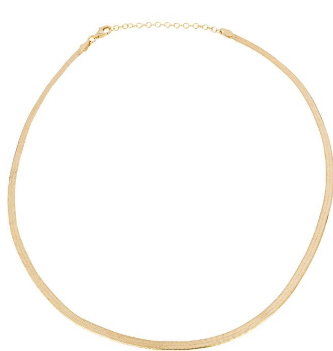 Flat Herringbone Chain Necklace – 18ct Gold Plated Sterling Silver (40–46cm). PRE ORDER