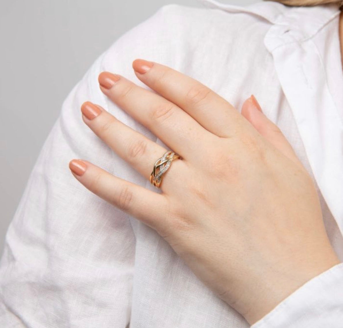 9ct Solid Gold Plaited-Style Diamond Ring – 0.10ct Pavé Design (PRE-ORDER)