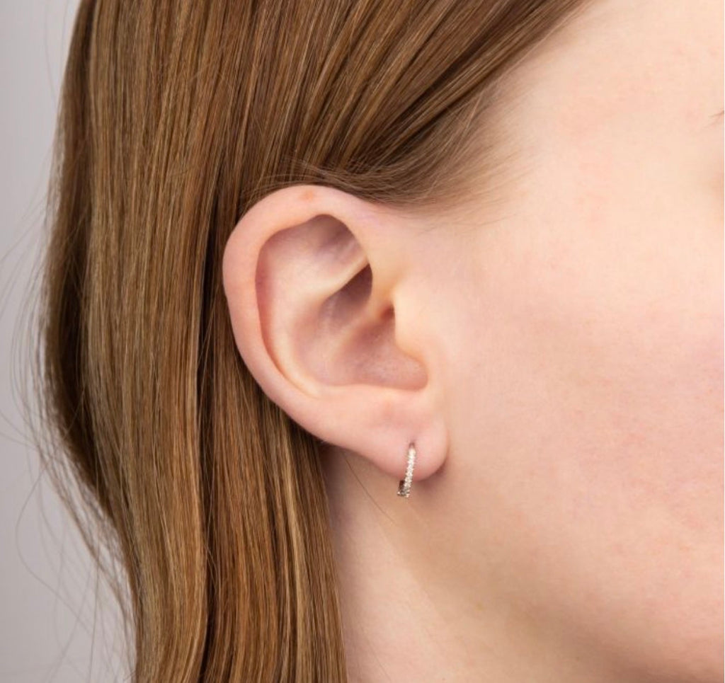 9ct Gold Diamond Pavé Hoop Earrings (Yellow & White Gold) – PRE ORDER