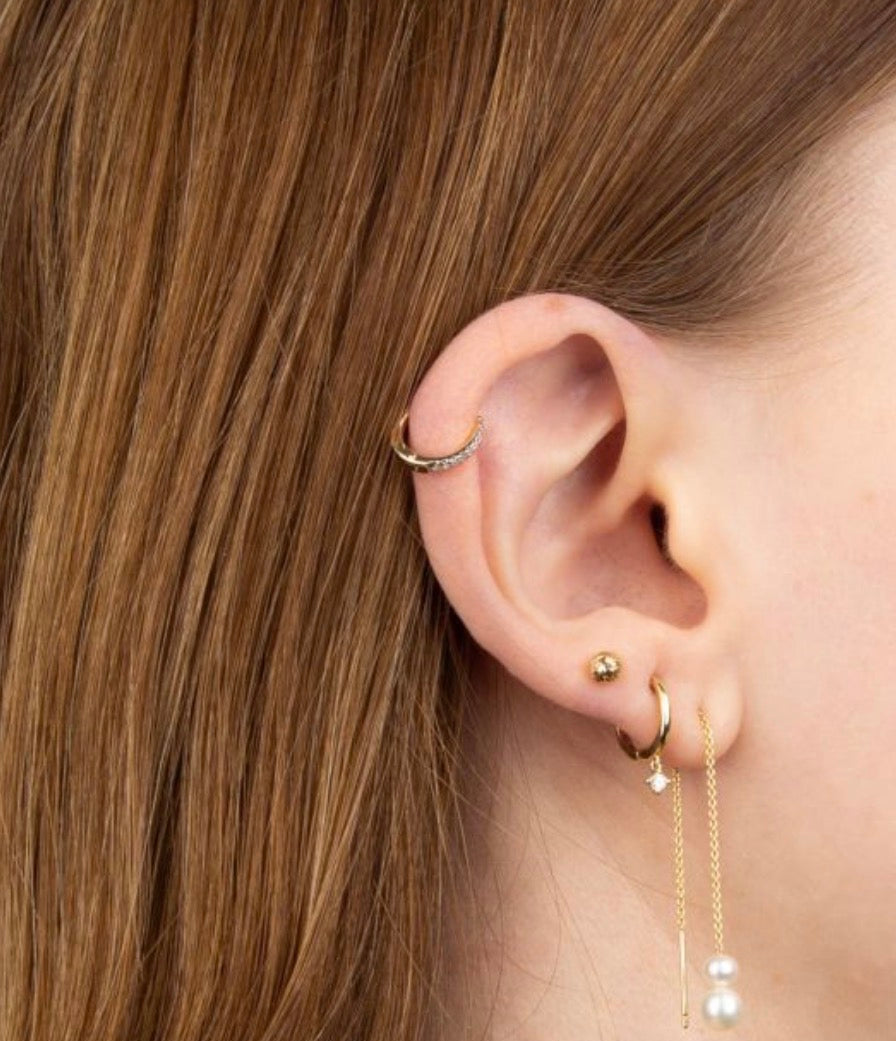 9ct Gold Diamond Pavé Hoop Earrings (Yellow & White Gold) – PRE ORDER