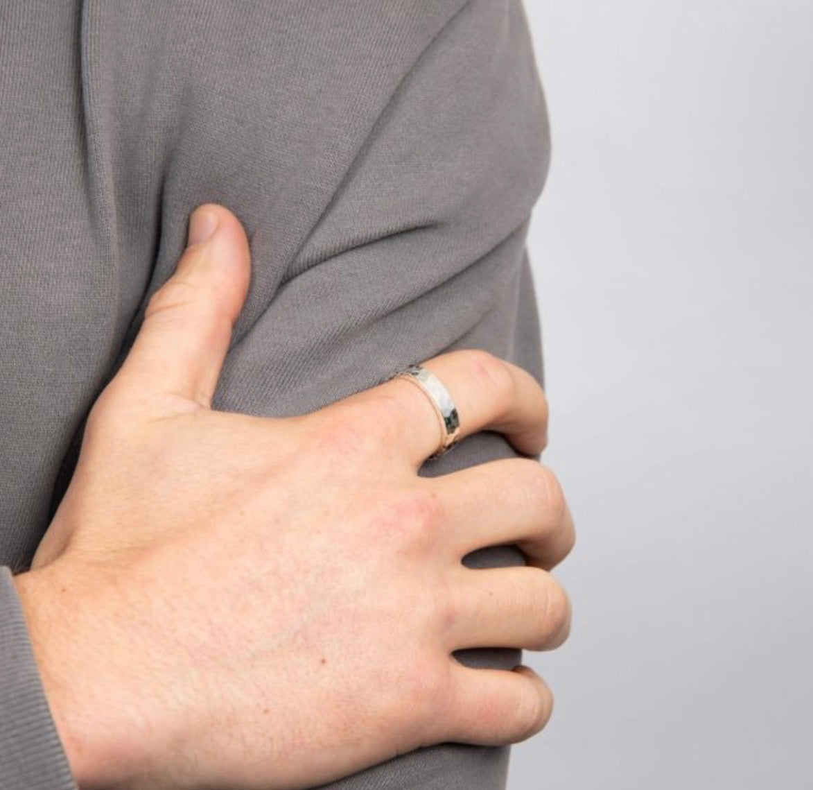 Hammered Sterling Silver Unisex Band Ring