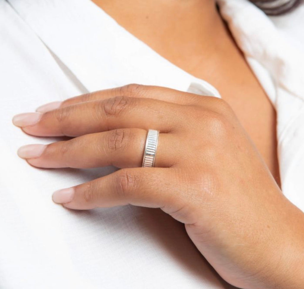 925 Silver Ridged Spinner Ring • Stress Relief Band. PRE ORDER