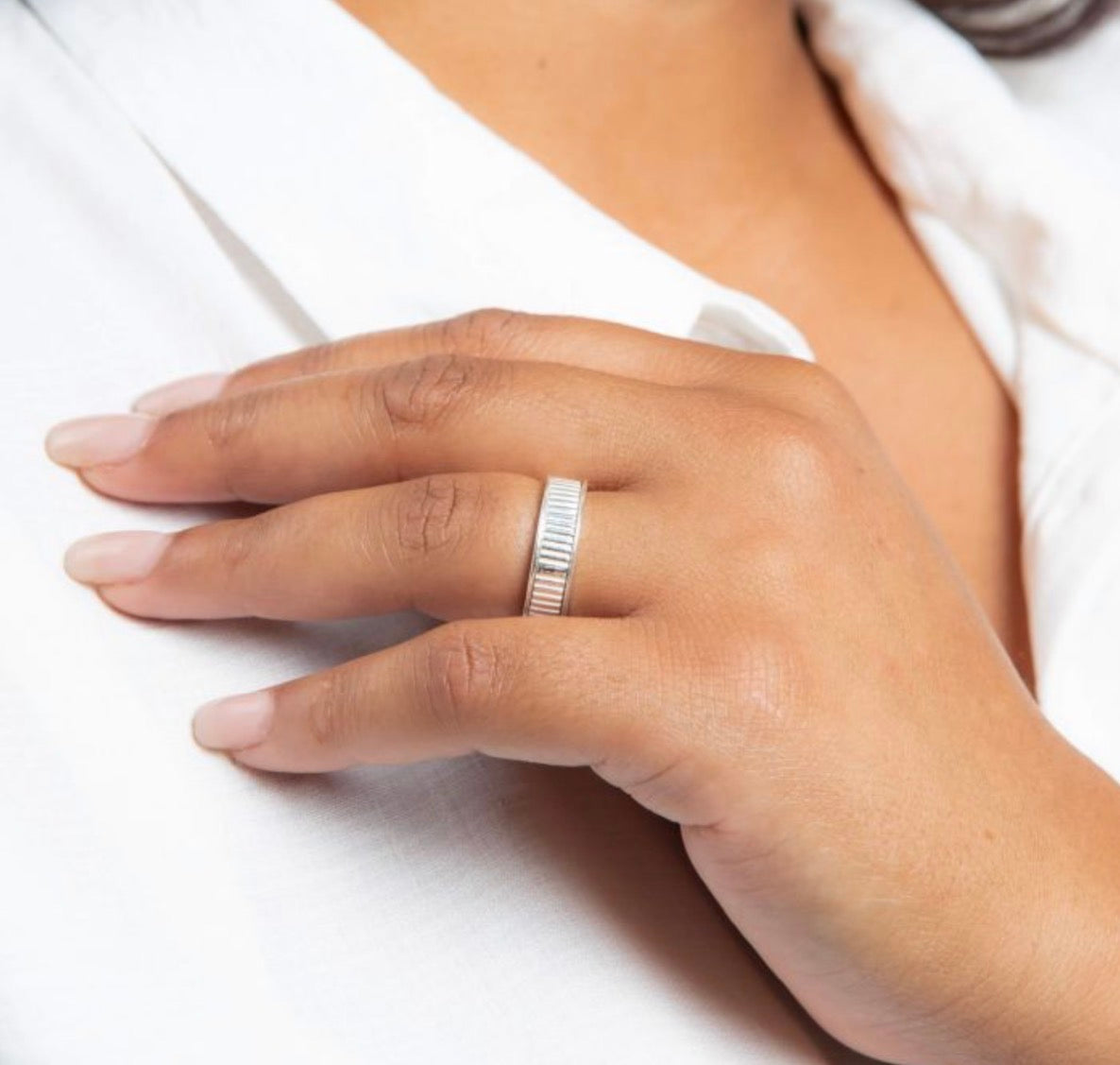 925 Silver Ridged Spinner Ring • Stress Relief Band. PRE ORDER