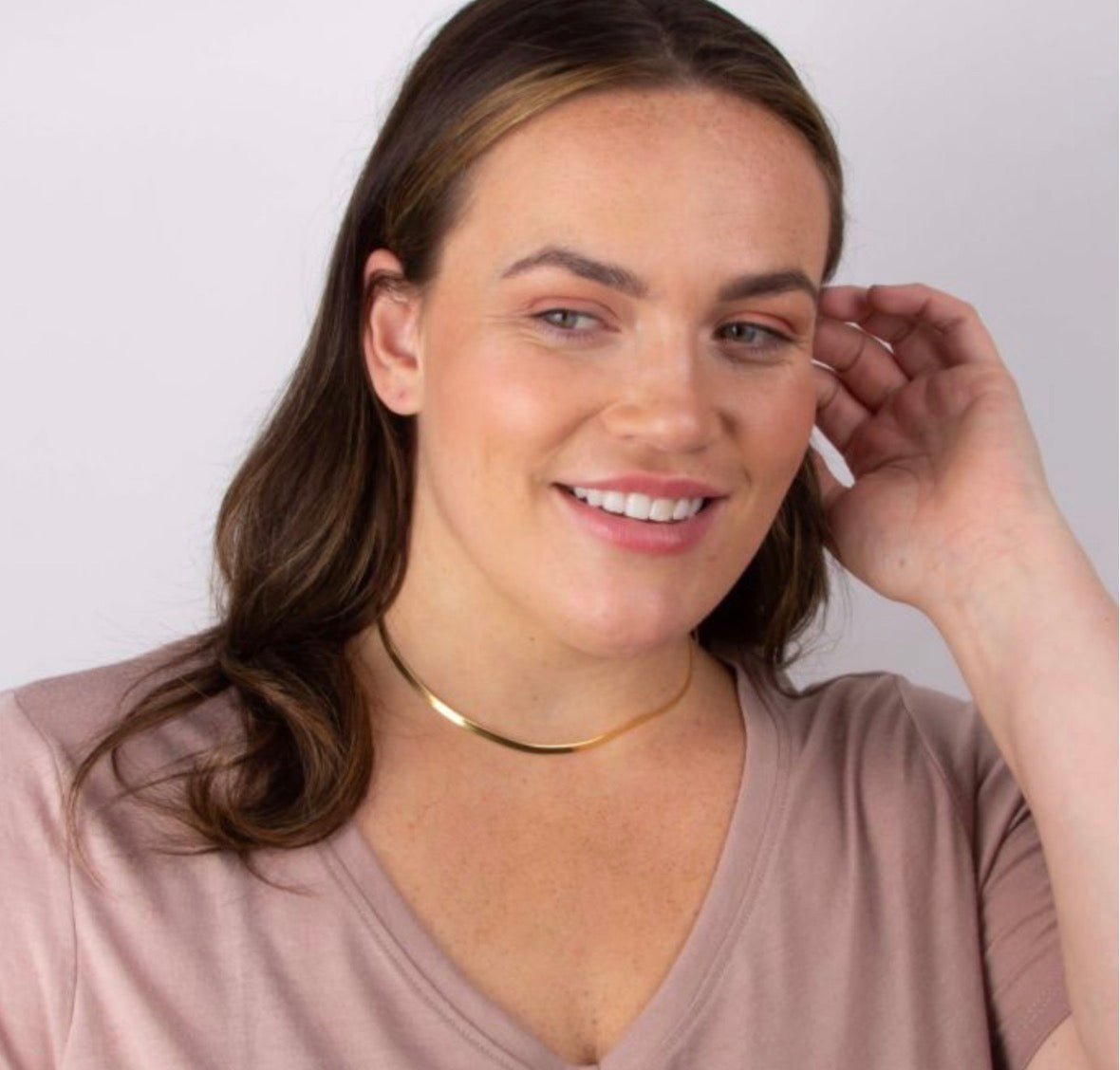 Flat Herringbone Chain Necklace – 18ct Gold Plated Sterling Silver (40–46cm). PRE ORDER