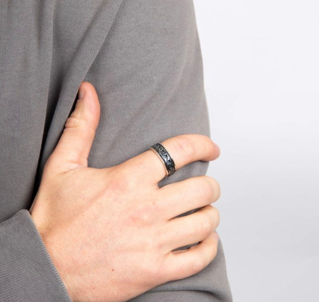 Heavyweight Chain Detail Spinner Ring – Solid Sterling Silver