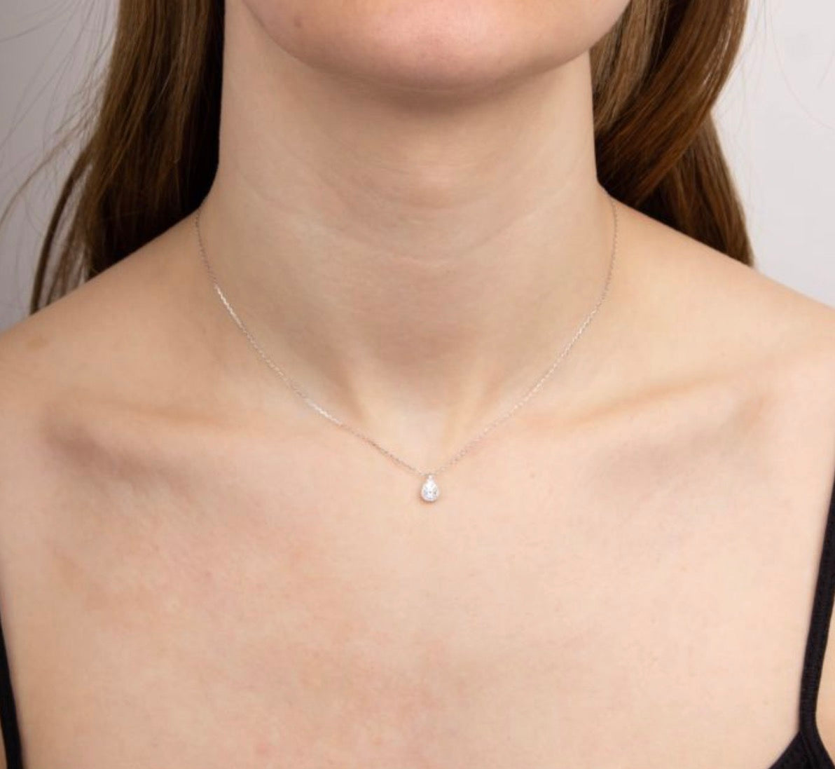 9ct White Gold Diamond Teardrop Necklace. PRE ORDER