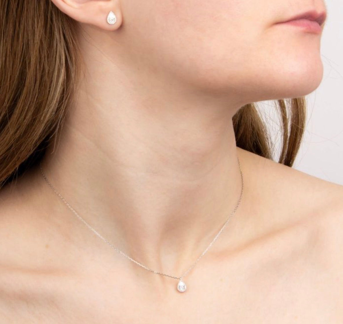 9ct White Gold Diamond Teardrop Necklace. PRE ORDER