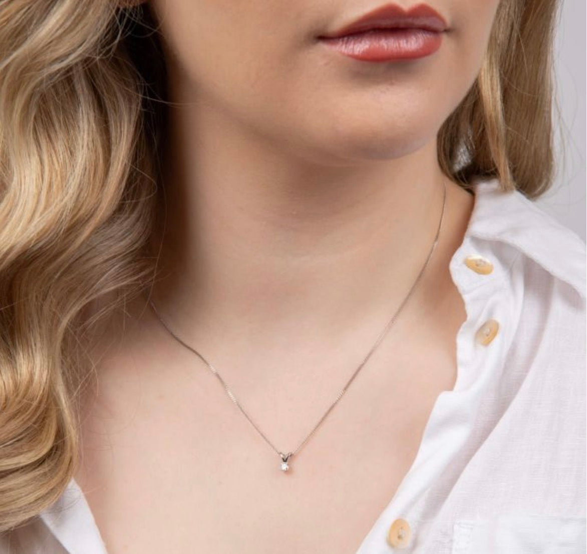0.25ct Natural Diamond Solitaire Necklace in 9ct White Gold PRE ORDER