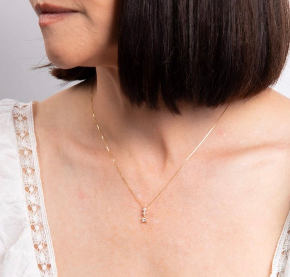 9ct Yellow Gold Diamond Trilogy Drop Pendant Necklace (0.10ct) - PRE ORDER