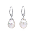 9ct White Gold Baroque Pearl & White Topaz Drop Earrings