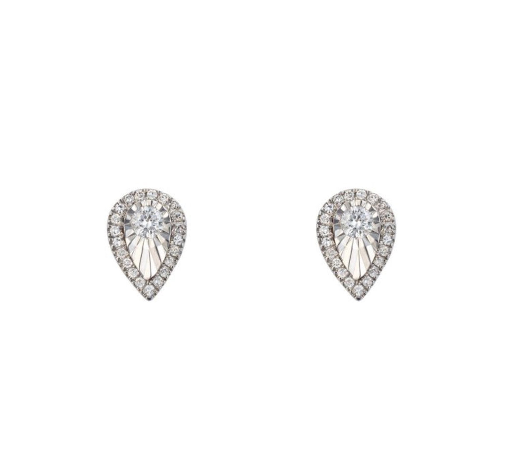 9ct White Gold Teardrop Diamond Stud Earrings (0.12ct) - PRE ORDER