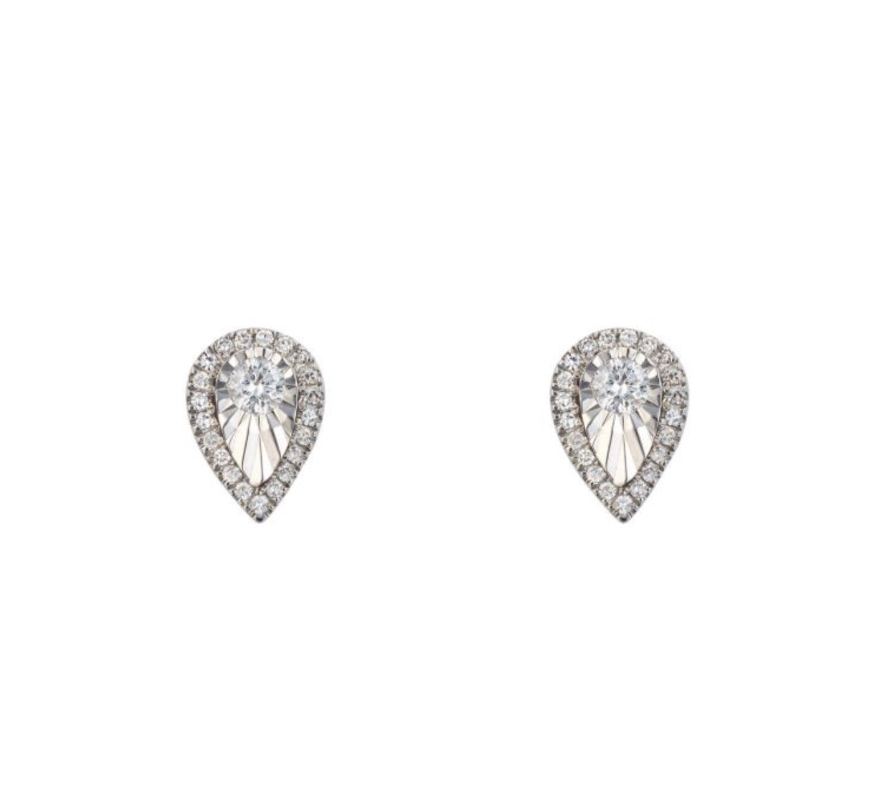 9ct White Gold Teardrop Diamond Stud Earrings (0.12ct) - PRE ORDER