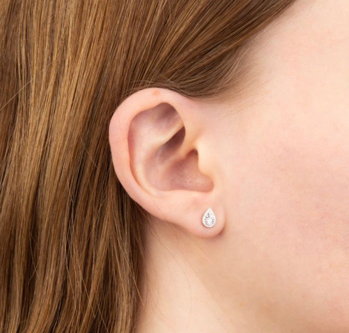 9ct White Gold Teardrop Diamond Stud Earrings (0.12ct) - PRE ORDER