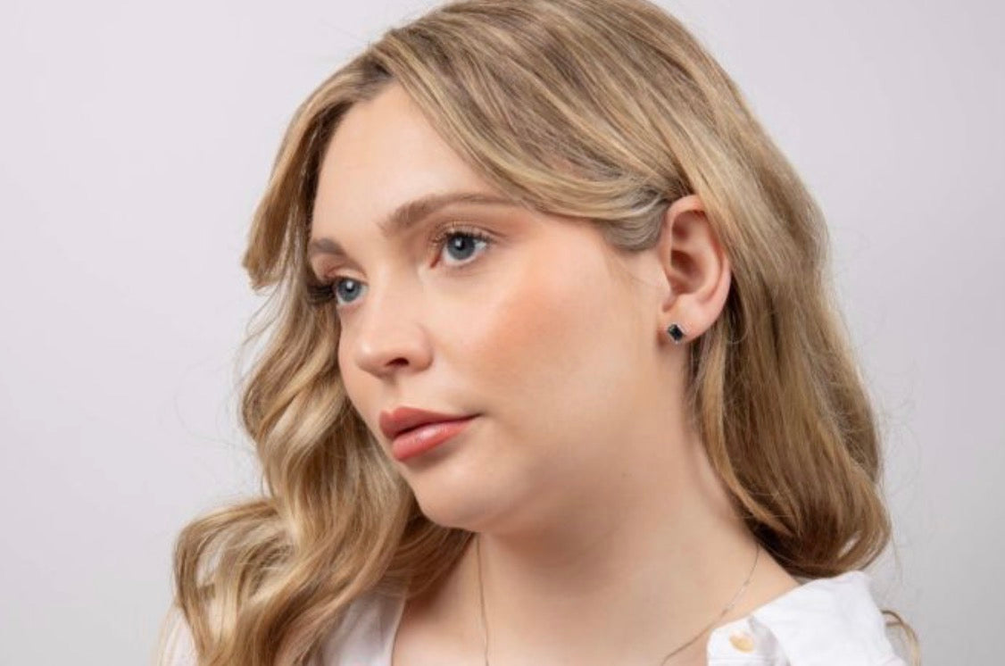 Rectangle London Blue Topaz Earrings in 9ct White Gold