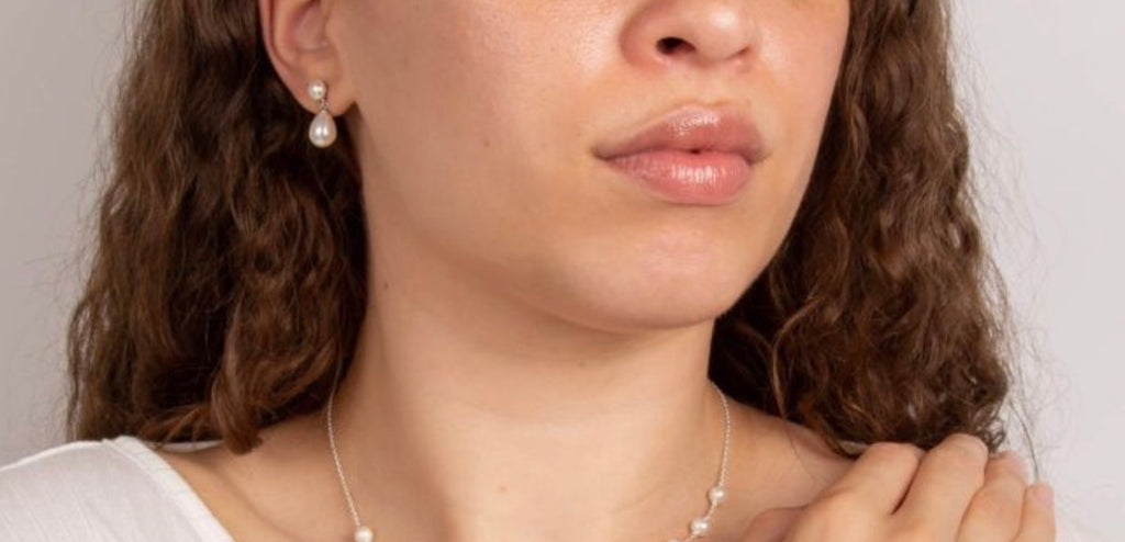 Double Drop Freshwater Pearl Earrings in Sterling Silver