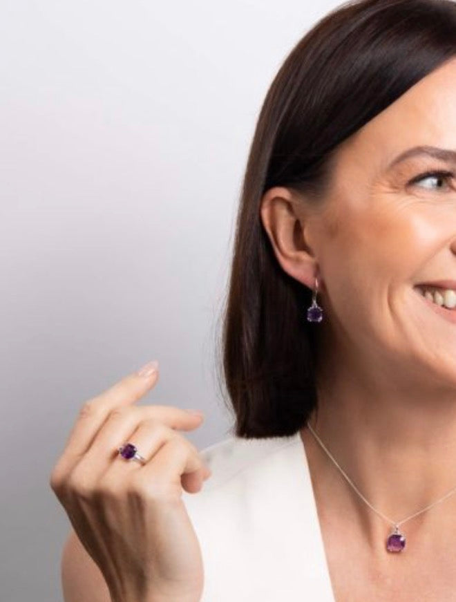 Cushion-Cut Amethyst Sterling Silver Ring