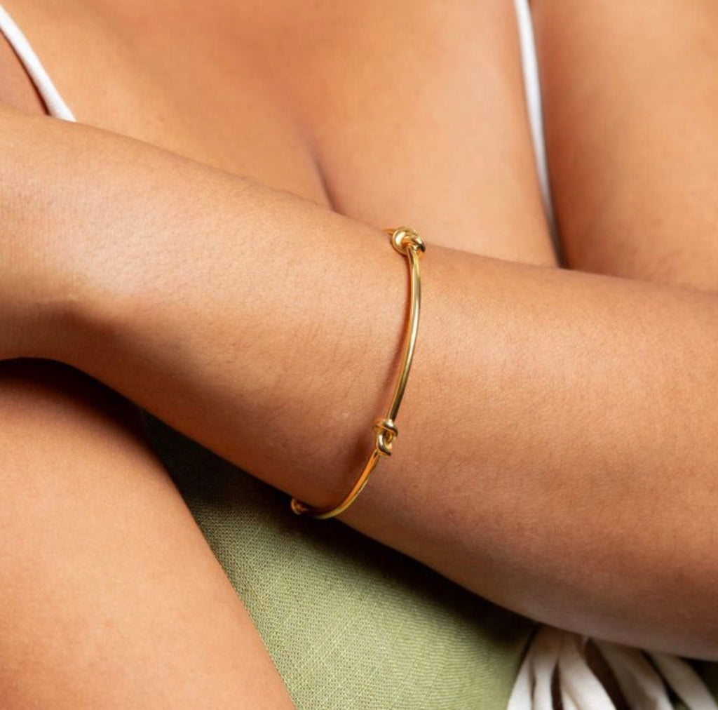 Love Knot Bangle in Yellow Gold Plated Sterling Silver