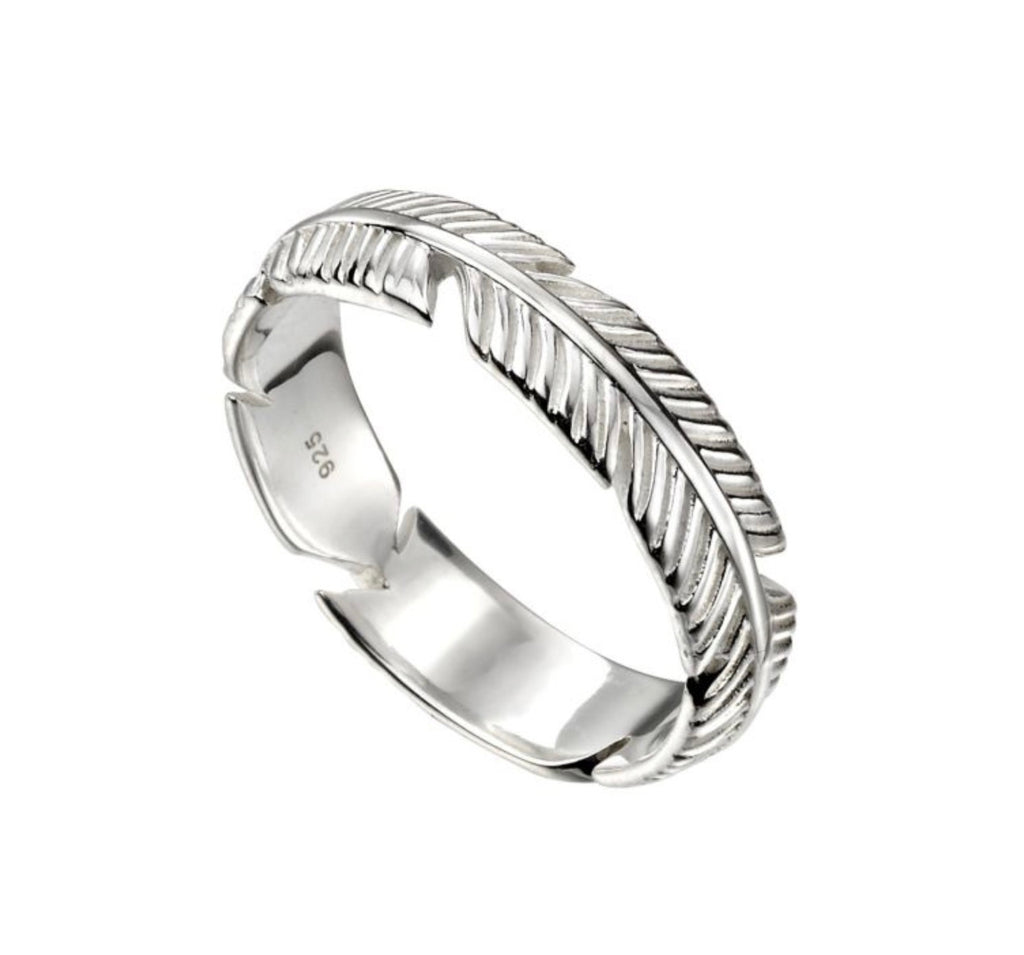 Feather Band Ring in Sterling Silver