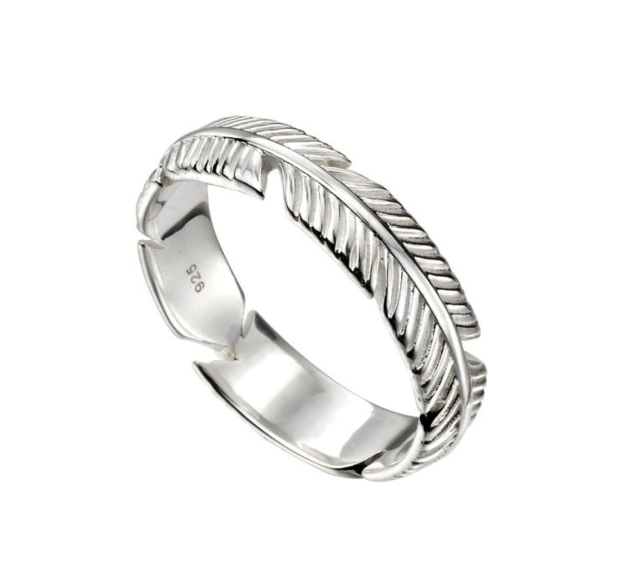 Feather Band Ring in Sterling Silver