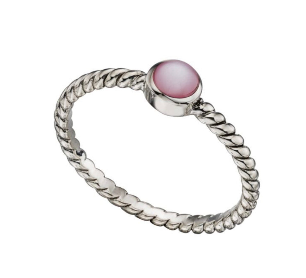 Twisted Pink Mother of Pearl Ring – Sterling Silver