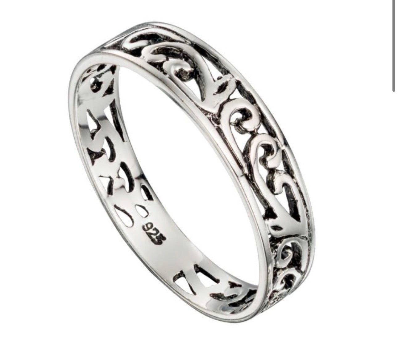 Filigree Sterling Silver Band Ring – Recycled Silver