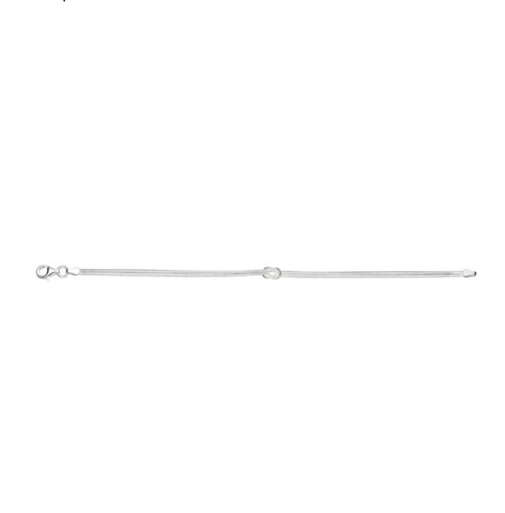 Love Knot Snake Chain Bracelet – Sterling Silver