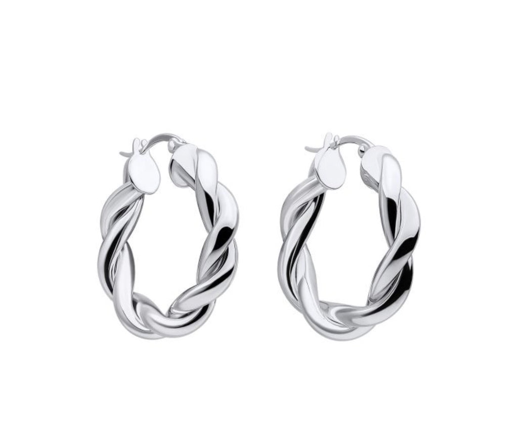 Chunky Rope Twist Hoop Earrings – Sterling Silver