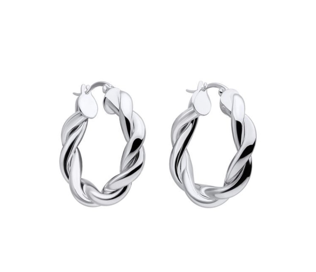Chunky Rope Twist Hoop Earrings – Sterling Silver