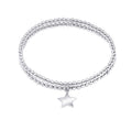 Double Row Stretch Bracelet with Star Charm – Sterling Silver