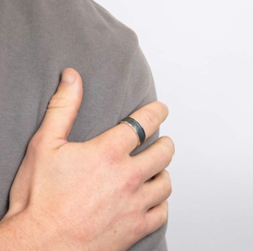 Brushed Spinner Ring in Sterling Silver