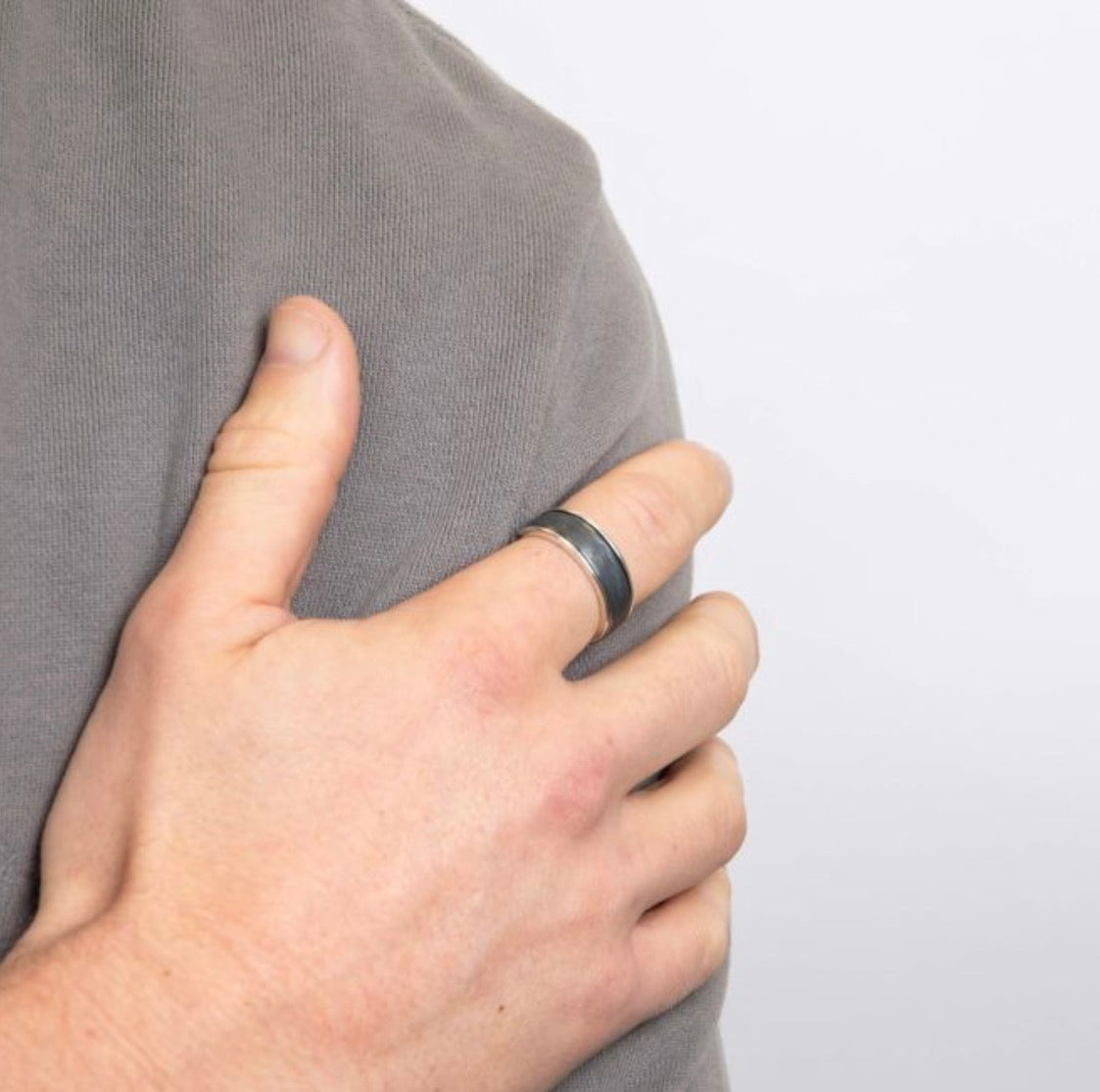 Brushed Spinner Ring in Sterling Silver