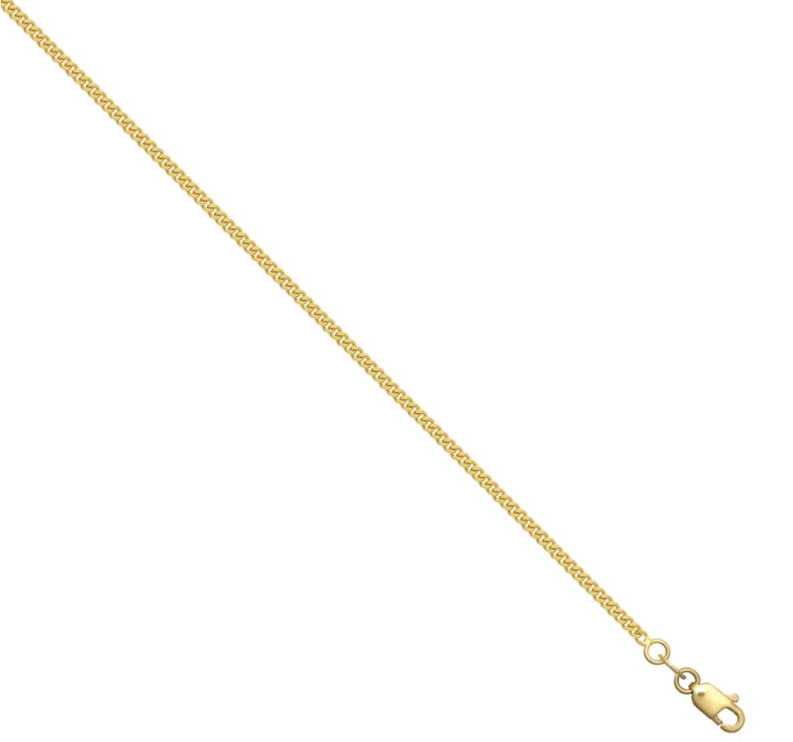 9ct Gold CZ Leaf Necklace with 18ct Diamond Cut Curb Chain