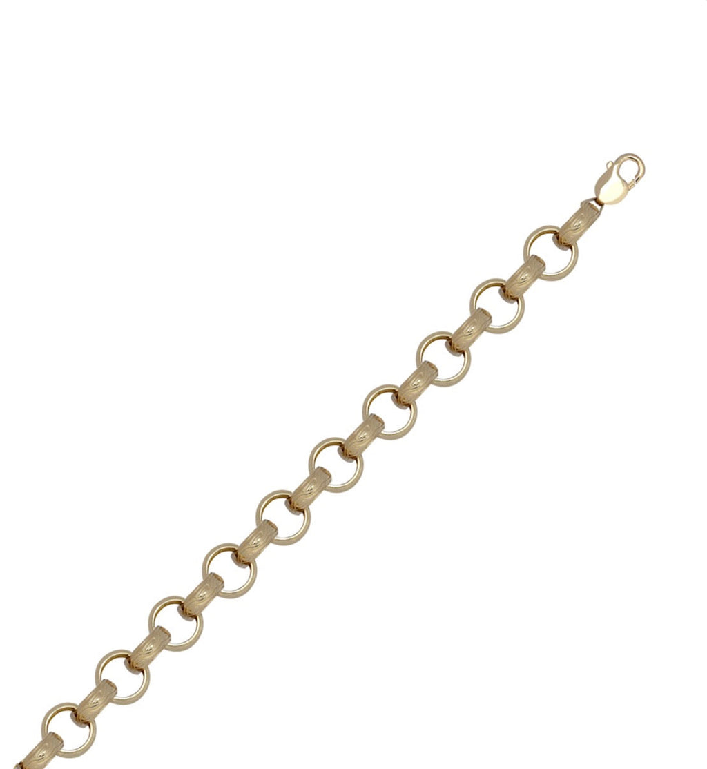 9ct Yellow Gold Engraved & Plain Belcher Chain – 24 Inch | 74g Heavyweight