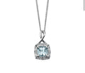 9ct White Gold Aquamarine & Diamond Twist Pendant with Diamond-Cut Curb Chain