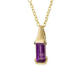 9ct Yellow Gold Elongated Amethyst Pendant Necklace