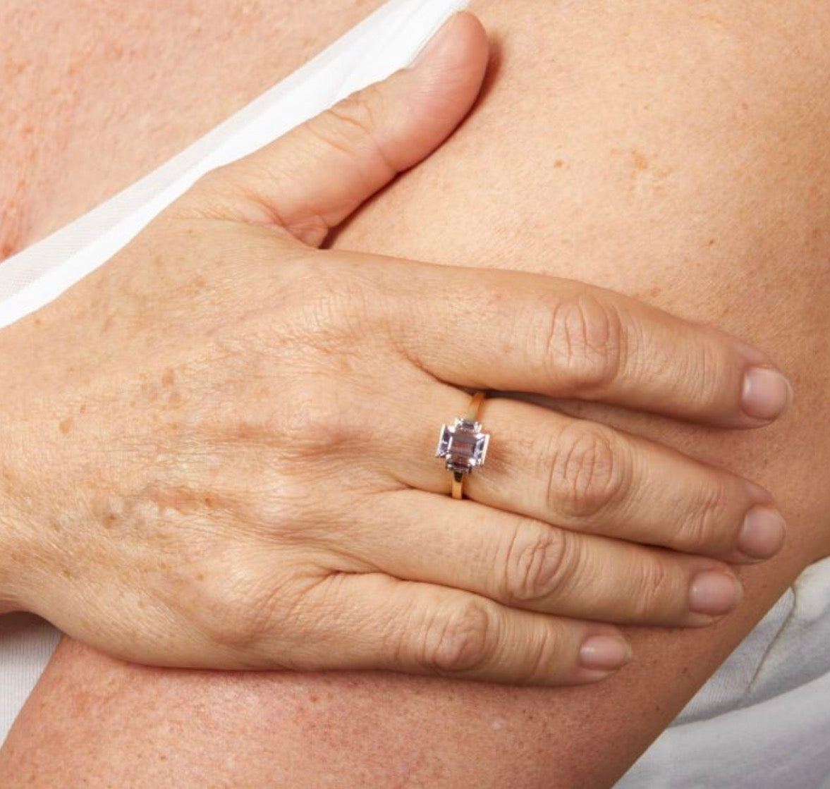 9ct Yellow Gold Trilogy Rose de France Amethyst Ring