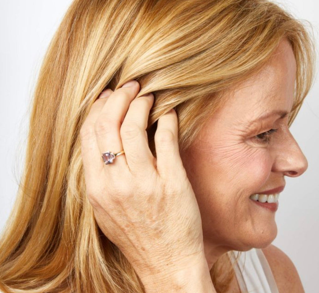 9ct Yellow Gold Trilogy Rose de France Amethyst Ring