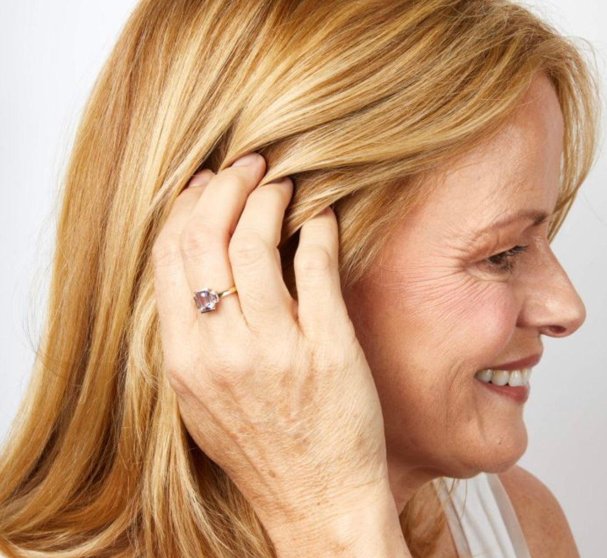 9ct Yellow Gold Trilogy Rose de France Amethyst Ring