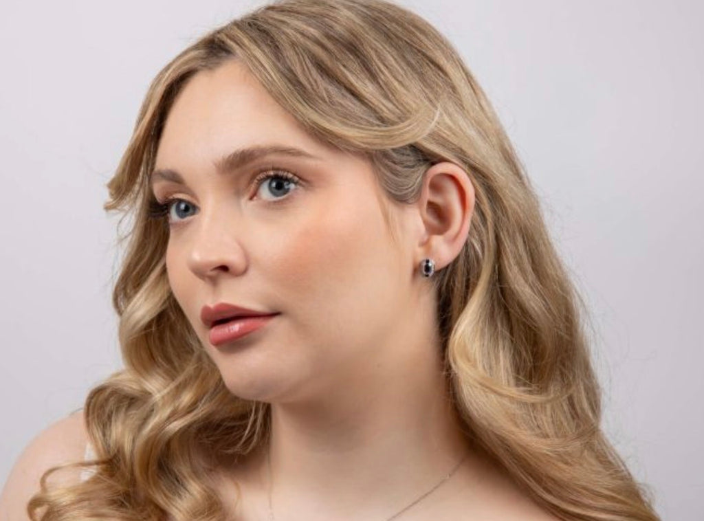 9ct White Gold Sapphire & Diamond Channel Stud Earrings