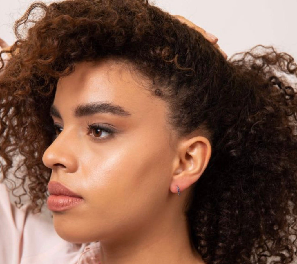 9ct White Gold Blue Sapphire Hoop Earrings