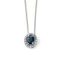 Blue Sapphire & Diamond Cluster Pendant in 9ct White Gold