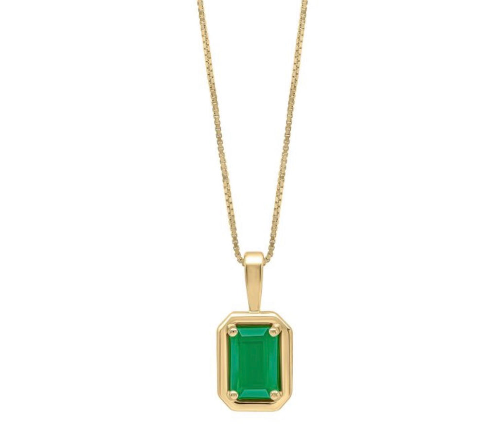 9ct Yellow Gold Emerald Pendant – Chunky Border Design