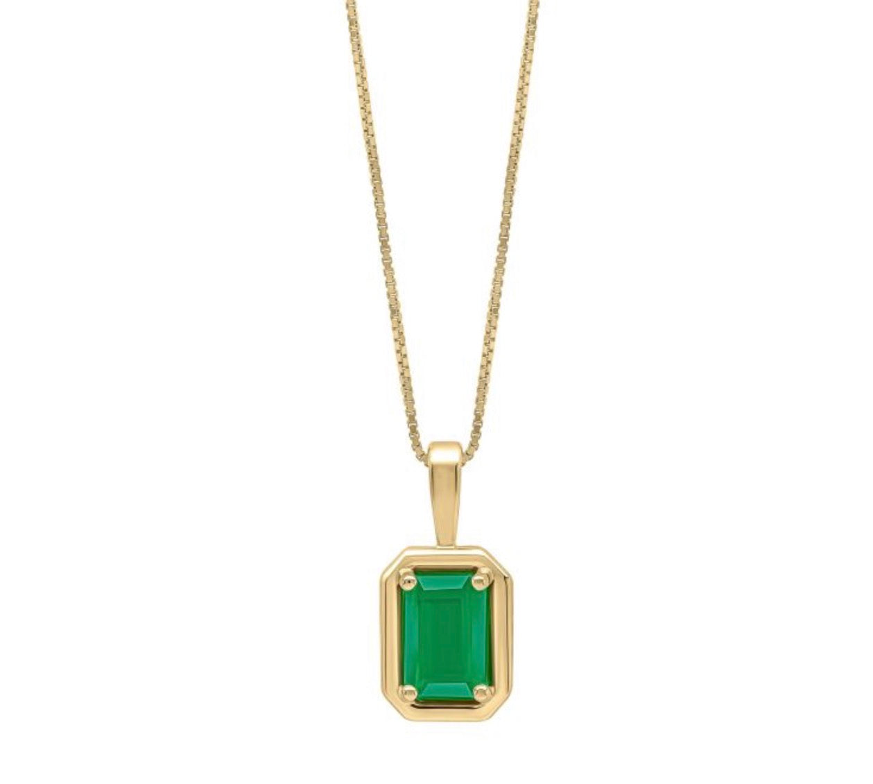 9ct Yellow Gold Emerald Pendant – Chunky Border Design