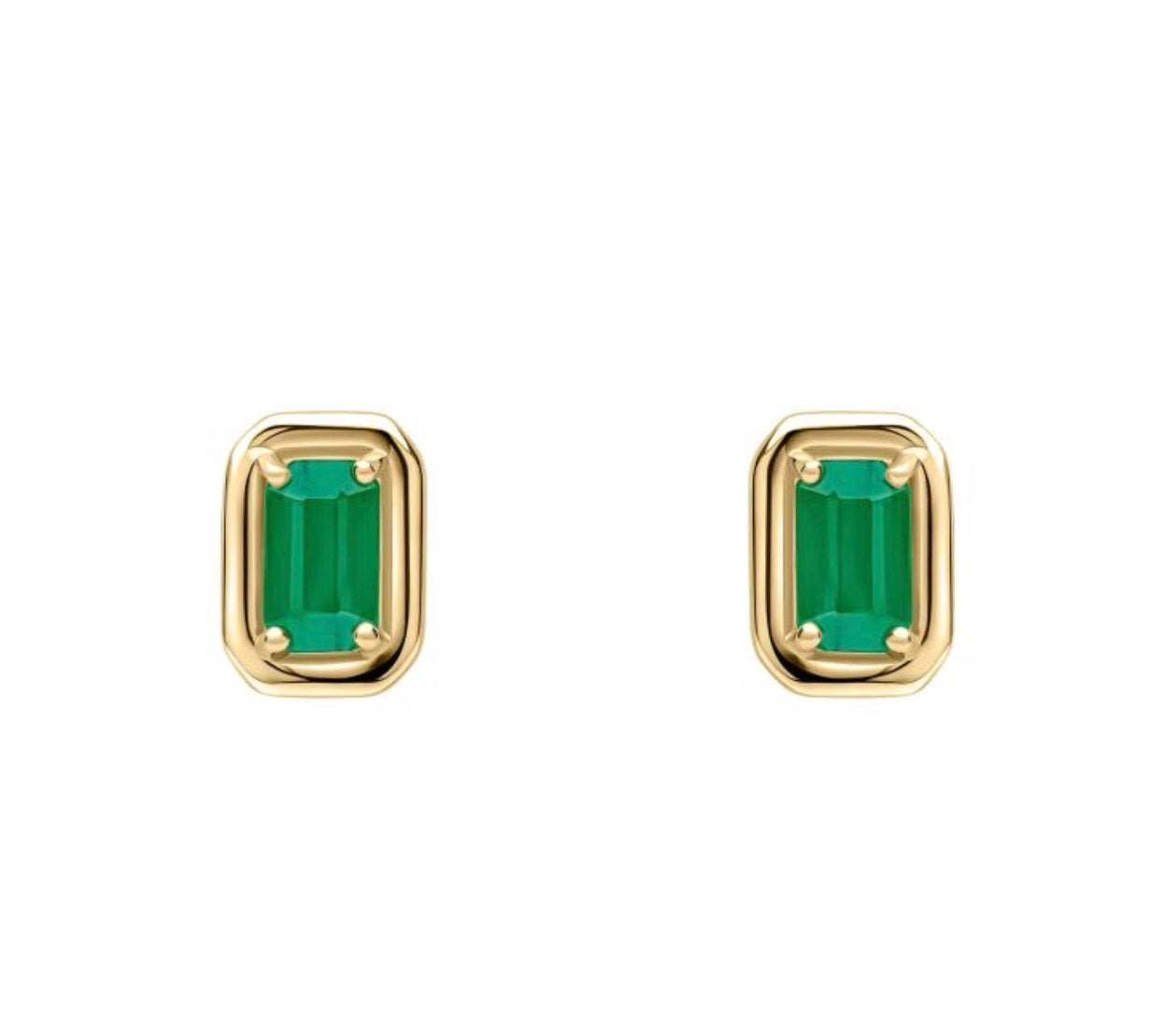 Chunky Emerald Stud Earrings in 9ct Yellow Gold