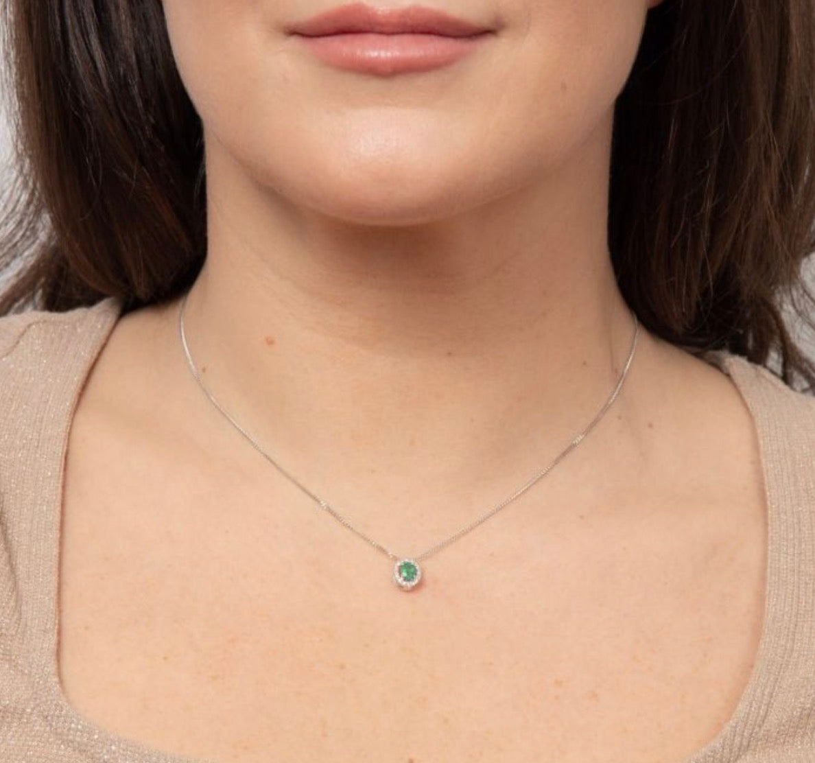 Teardrop Emerald & Diamond Pendant Necklace in 9ct Gold