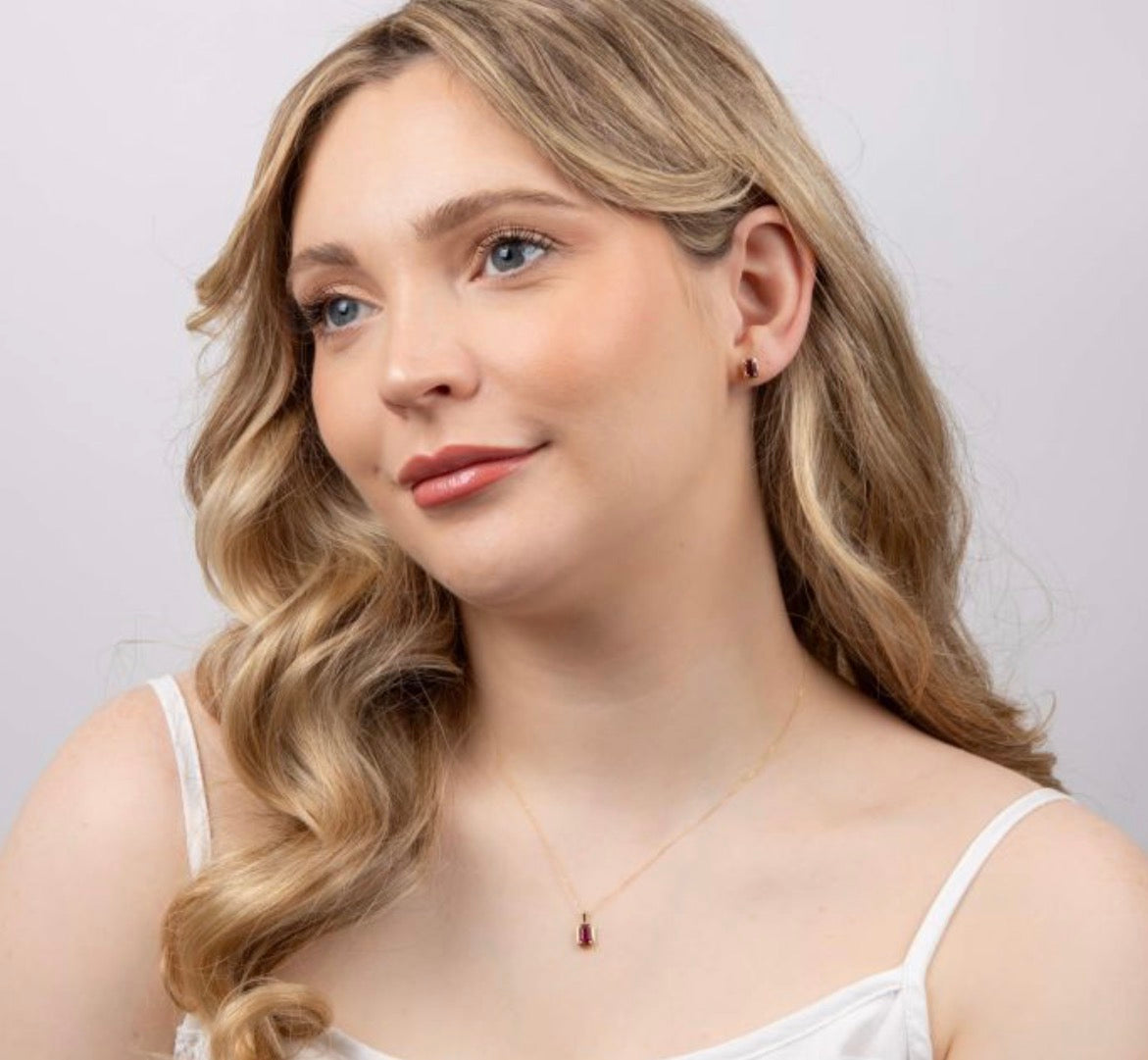 Chunky Border Ruby Pendant with Chain in 9ct Yellow Gold