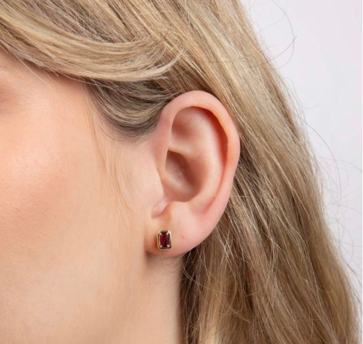 Chunky Border Ruby Stud Earrings in 9ct Yellow Gold